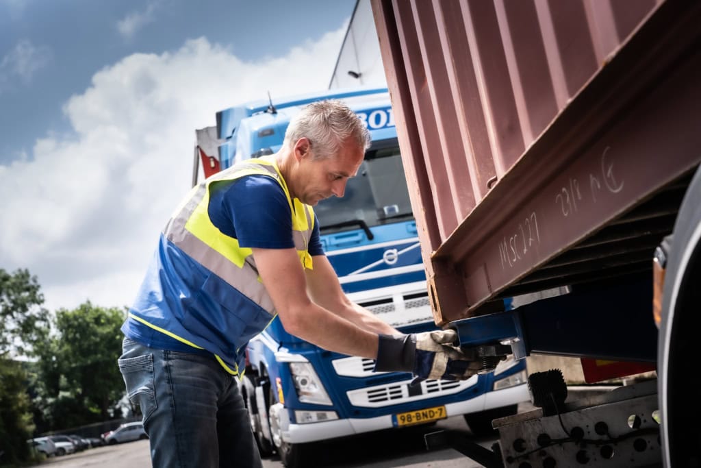 Man working on truck